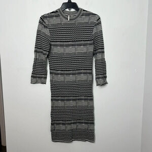 Free People Groovy Knit Zig Zag Striped Sweater Bodycon Dress